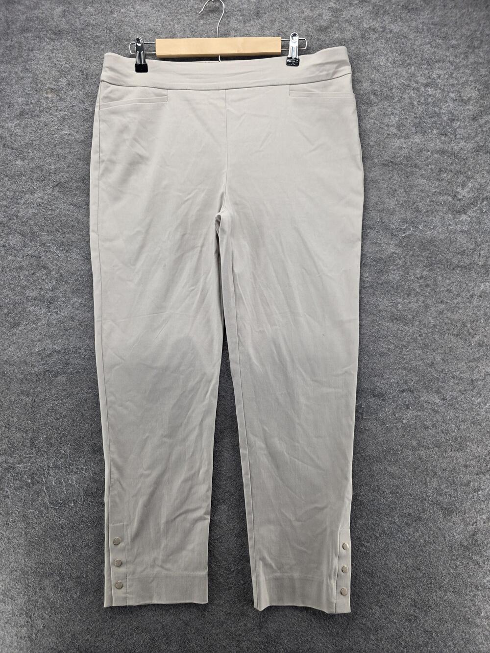 Chico's Pants Womens 2R Beige Ankle Tapered Ponte Pull On Slimming Pockets 28 In